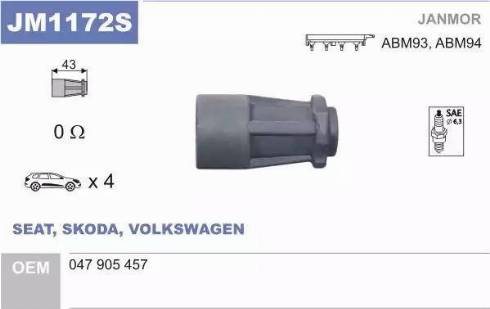 Janmor JM1172S - Вилка, котушка запалювання autocars.com.ua