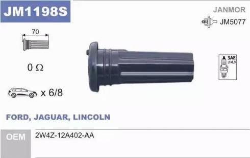 Janmor JM1198S - Вилка, котушка запалювання autocars.com.ua