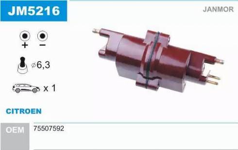 Janmor JM5216 - Котушка запалювання autocars.com.ua