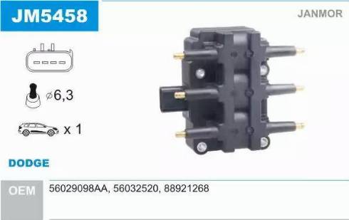 Janmor JM5458 - Котушка запалювання autocars.com.ua
