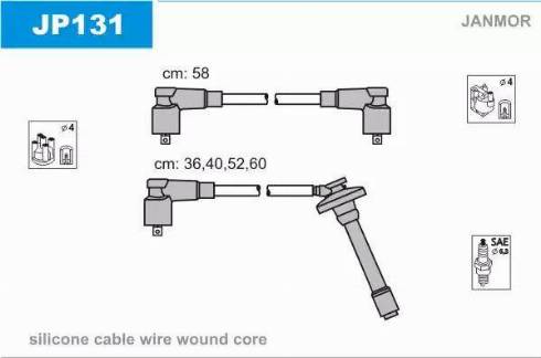 Janmor JP131 - Комплект проводів запалювання autocars.com.ua