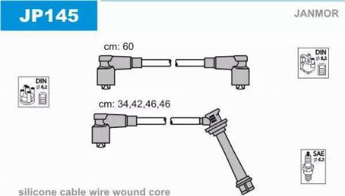Janmor JP145 - Комплект проводів запалювання autocars.com.ua