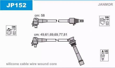 Janmor JP152 - Комплект проводів запалювання autocars.com.ua