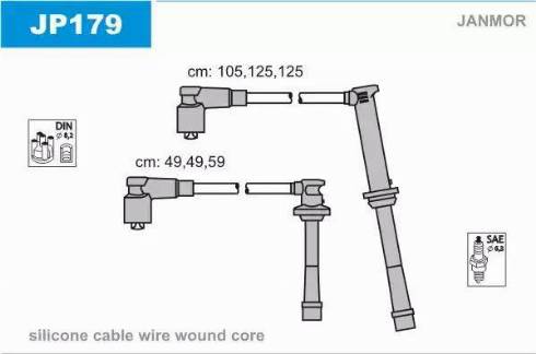 Janmor JP179 - Комплект проводів запалювання autocars.com.ua