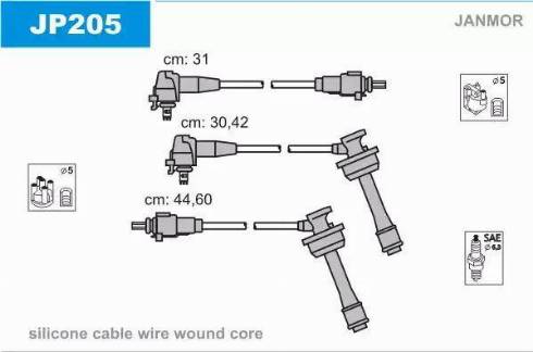 Janmor JP205 - Комплект проводов зажигания avtokuzovplus.com.ua