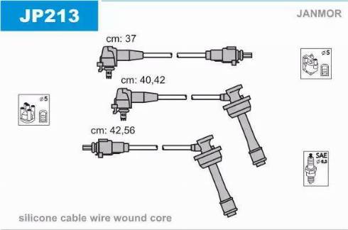 Janmor JP213 - Комплект проводов зажигания avtokuzovplus.com.ua