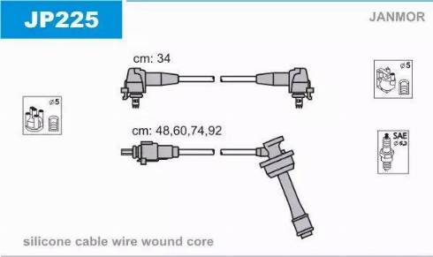 Janmor JP225 - Комплект проводов зажигания avtokuzovplus.com.ua