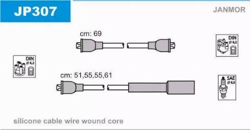 Janmor JP307 - Комплект проводів запалювання autocars.com.ua