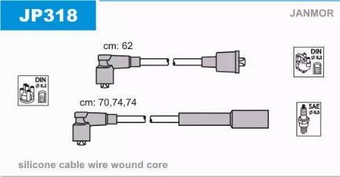 Janmor JP318 - Комплект проводів запалювання autocars.com.ua