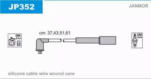 Janmor JP352 - Комплект проводів запалювання autocars.com.ua