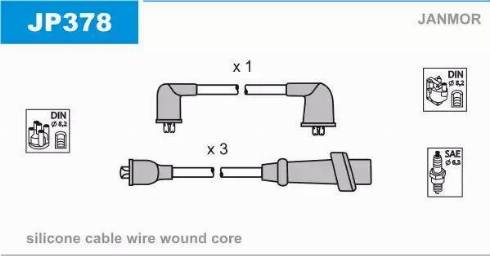 Janmor JP378 - Комплект проводів запалювання autocars.com.ua
