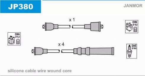 Janmor JP380 - Комплект проводів запалювання autocars.com.ua