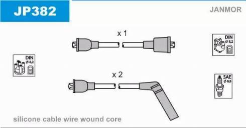 Janmor JP382 - Комплект проводів запалювання autocars.com.ua