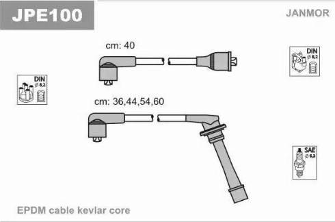 Janmor JPE100 - Комплект проводів запалювання autocars.com.ua