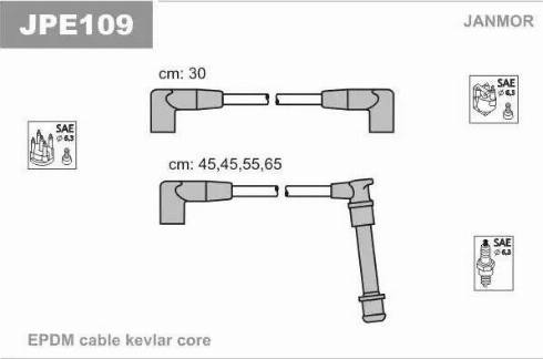 Janmor JPE109 - Комплект проводів запалювання autocars.com.ua