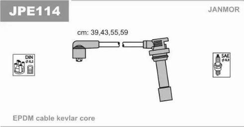 Janmor JPE114 - Комплект проводов зажигания avtokuzovplus.com.ua