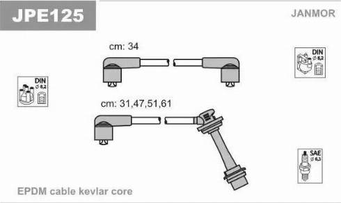 Janmor JPE125 - Комплект проводов зажигания autodnr.net