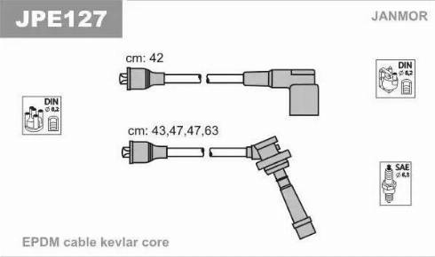 Janmor JPE127 - Комплект проводов зажигания avtokuzovplus.com.ua