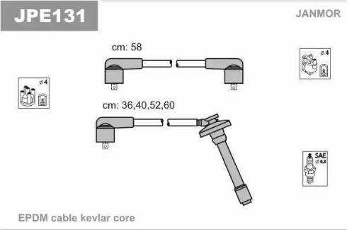 Janmor JPE131 - Комплект проводів запалювання autocars.com.ua