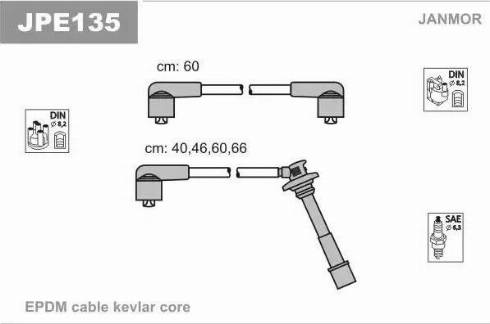 Janmor JPE135 - Комплект проводів запалювання autocars.com.ua