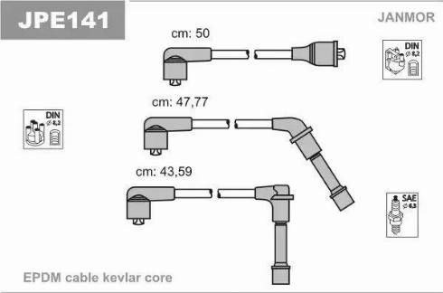 Janmor JPE141 - Комплект проводів запалювання autocars.com.ua