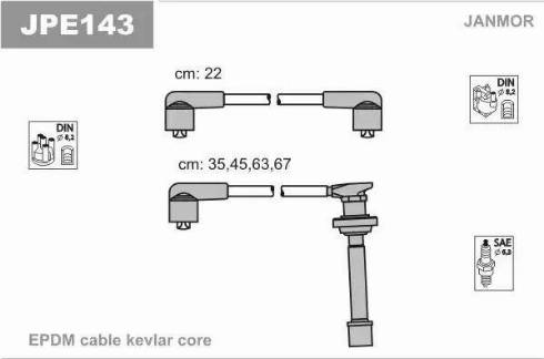 Janmor JPE143 - Комплект проводов зажигания avtokuzovplus.com.ua