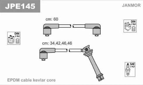 Janmor JPE145 - Комплект проводів запалювання autocars.com.ua