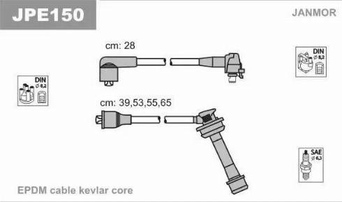 Janmor JPE150 - Комплект проводів запалювання autocars.com.ua