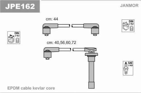 Janmor JPE162 - Комплект проводов зажигания avtokuzovplus.com.ua