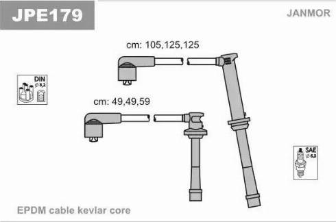 Janmor JPE179 - Комплект проводів запалювання autocars.com.ua