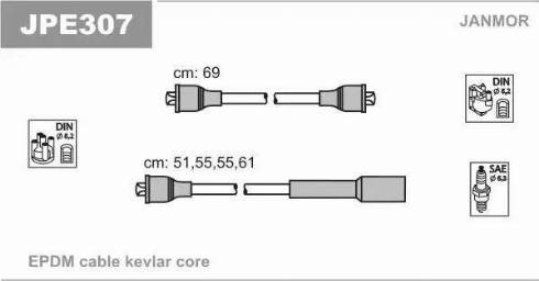 Janmor JPE307 - Комплект проводов зажигания avtokuzovplus.com.ua