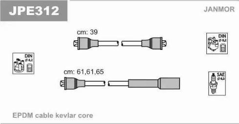 Janmor JPE312 - Комплект проводов зажигания avtokuzovplus.com.ua