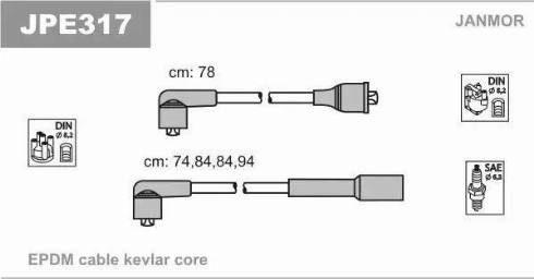 Janmor JPE317 - Комплект проводов зажигания autodnr.net