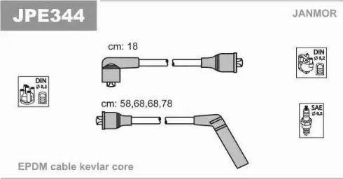 Janmor JPE344 - Комплект проводов зажигания avtokuzovplus.com.ua