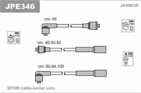 Janmor JPE346 - Комплект проводів запалювання autocars.com.ua