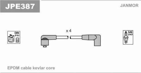 Janmor JPE387 - Комплект проводів запалювання autocars.com.ua