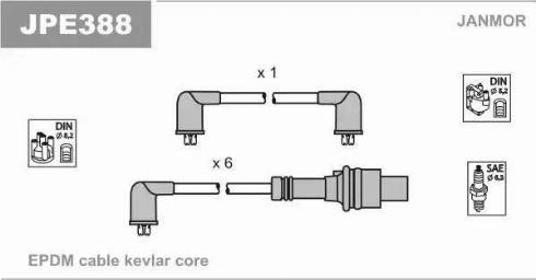 Janmor JPE388 - Комплект проводів запалювання autocars.com.ua
