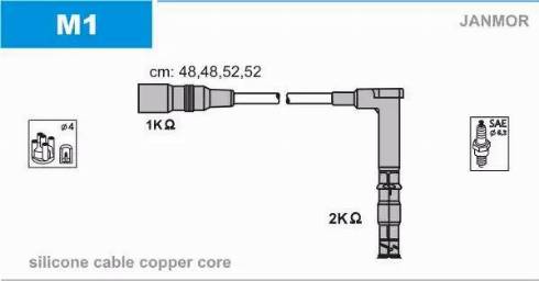 Janmor M1 - Комплект проводов зажигания avtokuzovplus.com.ua