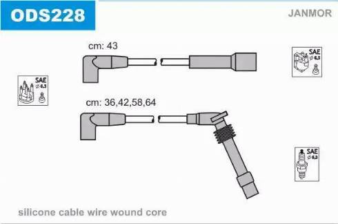 Janmor ODS228 - Комплект проводов зажигания avtokuzovplus.com.ua