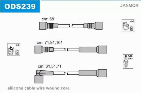 Janmor ODS239 - Комплект проводів запалювання autocars.com.ua