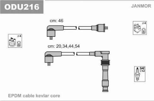 Janmor ODU216 - Комплект проводов зажигания autodnr.net