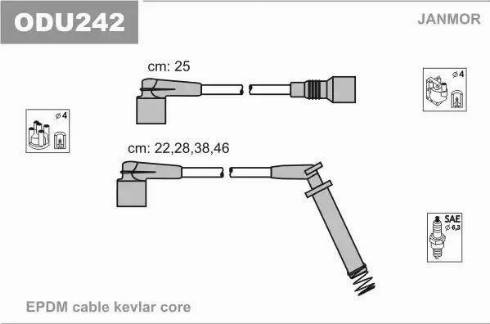 Janmor ODU242 - Комплект проводов зажигания avtokuzovplus.com.ua