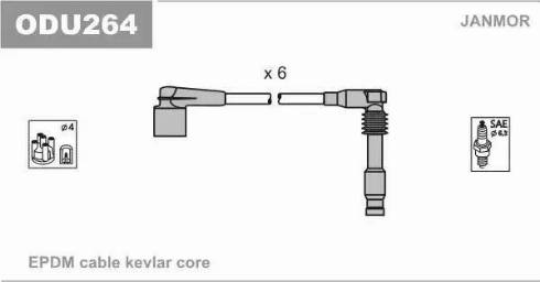 Janmor ODU264 - Комплект проводів запалювання autocars.com.ua