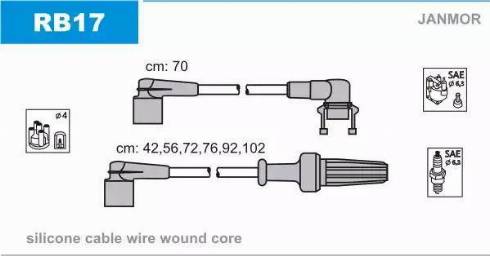 Janmor RB17 - Комплект проводів запалювання autocars.com.ua