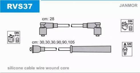 Janmor RVS37 - Комплект проводів запалювання autocars.com.ua
