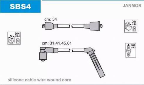 Janmor SBS4 - Комплект проводів запалювання autocars.com.ua