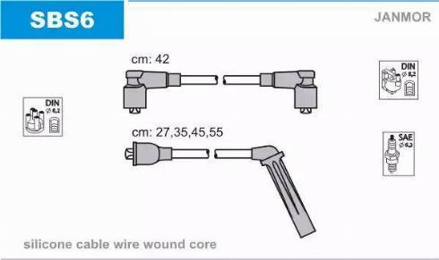 Janmor SBS6 - Комплект проводів запалювання autocars.com.ua