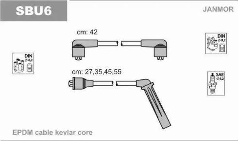 Janmor SBU6 - Комплект проводів запалювання autocars.com.ua