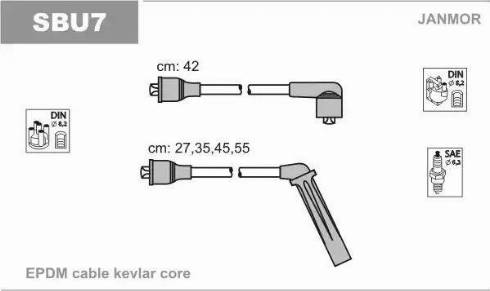Janmor SBU7 - Комплект проводів запалювання autocars.com.ua