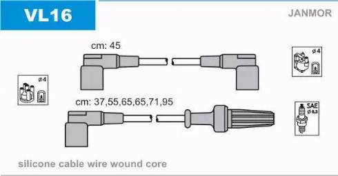Janmor VL16 - Комплект проводів запалювання autocars.com.ua
